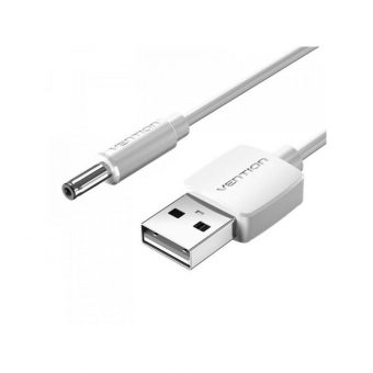 Vention USB Power Cable USB-A Male to  DC Barrel Jack 3.5mm 1.5m White CEXWG