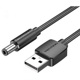 Vention USB Power Cable USB-A Male to  DC Barrel Jack 5.5mm 1.5m Black CEYBG