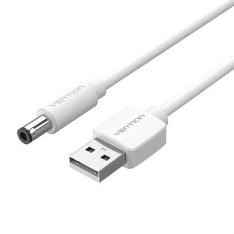 Vention USB Power Cable USB-A Male to DC Barrel Jack 5.5mm 0.5m White CEYWD