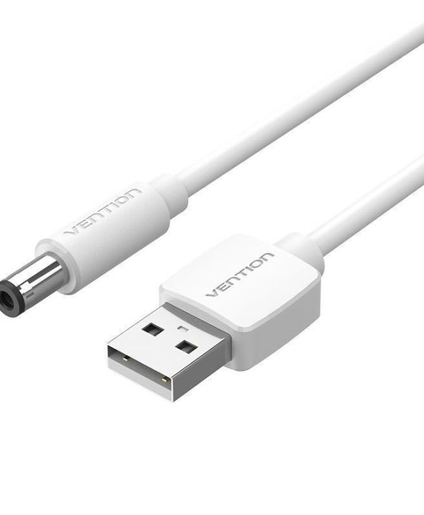 Vention USB Power Cable USB-A Male to DC Barrel Jack 5.5mm 0.5m White CEYWD