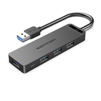 Vention USB 3.0 4-port Hub USB-A to 4xUSB-A with Power Supply 0.15m Black CHLBB