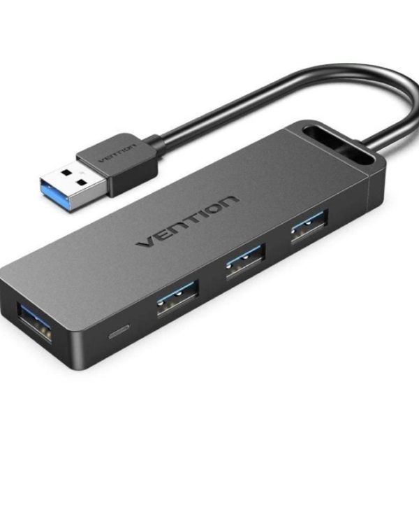 Vention USB 3.0 4-port Hub USB-A to 4xUSB-A with Power Supply 0.15m Black CHLBB