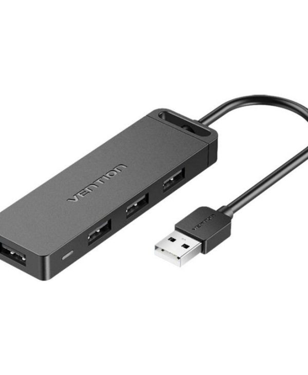 Vention USB 2.0 4-port Hub USB-A to 4xUSB-A with Power Supply 0.15m Black CHMBB