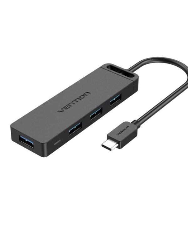 Vention USB 3.0 4-port Hub USB-C to 4xUSB-A with Power Supply 0.5m Black TGKBD