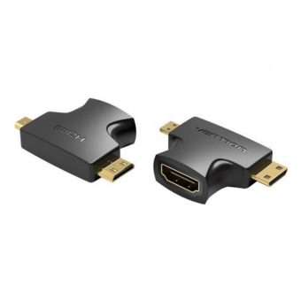 Vention 2 in 1 Converter Mini HDMI AND Micro HDMI Male to HDMI Female Black AGFB0