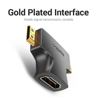 Vention 2 in 1 Converter Mini HDMI AND Micro HDMI Male to HDMI Female Black AGFB0 - Image 2