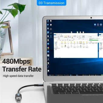 Vention OTG 2.0 Adapter USB-C Male to USB-A Female 0.15m Black CCSBB - Image 2