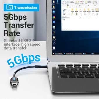 Vention OTG 3.1 Adapter USB-C Male to USB-A Female 0.15m Black (CCVBB) (VENCCVBB) - Image 2