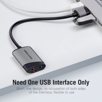 Vention USB External Sound Card 0.15m Grey CDKHB - Image 2