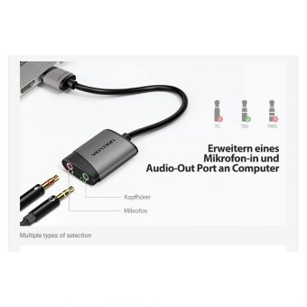 Vention USB External Sound Card 0.15m Grey CDKHB - Image 4
