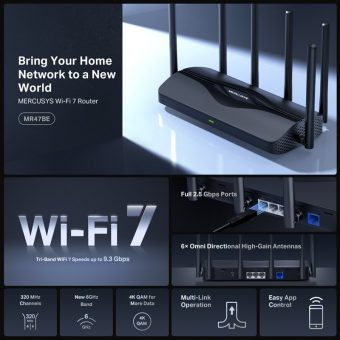 Mercusys BE9300 Tri-Band Wi-Fi 7 Router MR47BE - Image 3