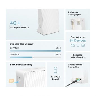 Mercusys AC1200 Wireless Dual Band Gigabit 4G+ Cat6 LTE Router MB230-4G - Image 3