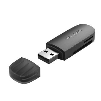 Vention Card Reader USB-A 3.0 2-in-1 SD+TF Single Drive Letter Black CLFB0