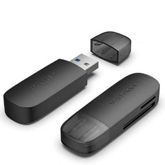 Vention Card Reader USB-A 3.0 2-in-1 SD+TF Dual Drive Letter Black CLGB0