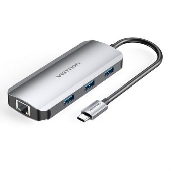 Vention 6-in-1 USB-C Docking Station 0.15m Grey Aluminum TOHHB