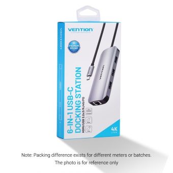 Vention 6-in-1 USB-C Docking Station 0.15m Grey Aluminum TOHHB - Image 4
