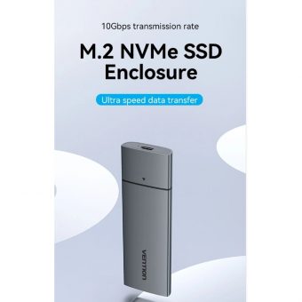 Vention M.2 NVMe SSD Enclosure USB-C 3.1 Grey Aluminum KPGH0 - Image 2