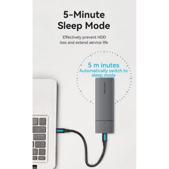 Vention M.2 NVMe SSD Enclosure USB-C 3.1 Grey Aluminum KPGH0 - Image 4