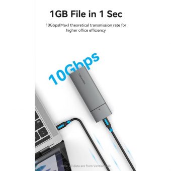 Vention M.2 NVMe SSD Enclosure USB-C 3.1 Grey Aluminum KPGH0 - Image 5