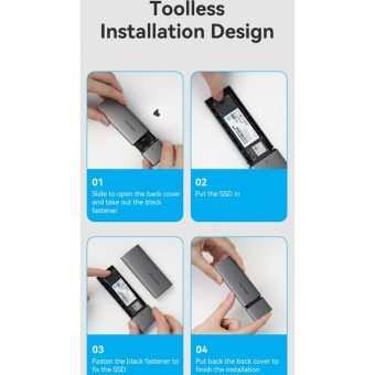 Vention M.2 NVMe SSD Enclosure USB-C 3.1 Grey Aluminum KPGH0 - Image 9