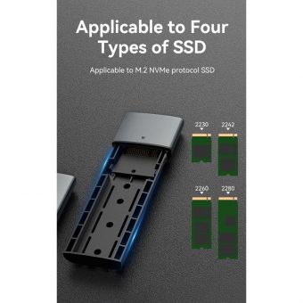 Vention M.2 NVMe SSD Enclosure USB-C 3.1 Grey Aluminum KPGH0 - Image 11