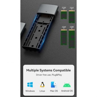 Vention M.2 NVMe SSD Enclosure USB-C 3.1 Grey Aluminum KPGH0 - Image 13