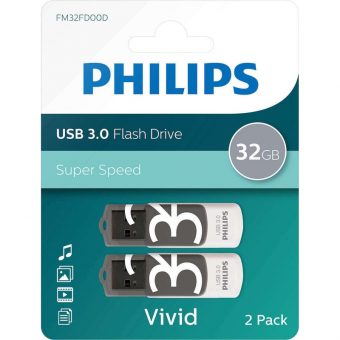 Philips Vivid USB-A 3.0 Stick 32GB 2-Pack Grey FM32FD00D/00
