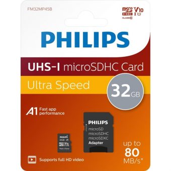 Philips microSDHC 32GB U1 UHS-I Class 10 with Adapter PHMSDA32GUHSIU1P2
