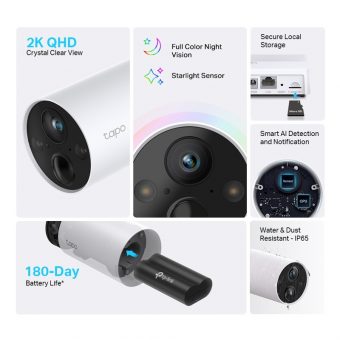 TP-Link Home Security Smart Wi-Fi Camera Kit (1xCam&1xHub) Tapo C420S1 - Image 2