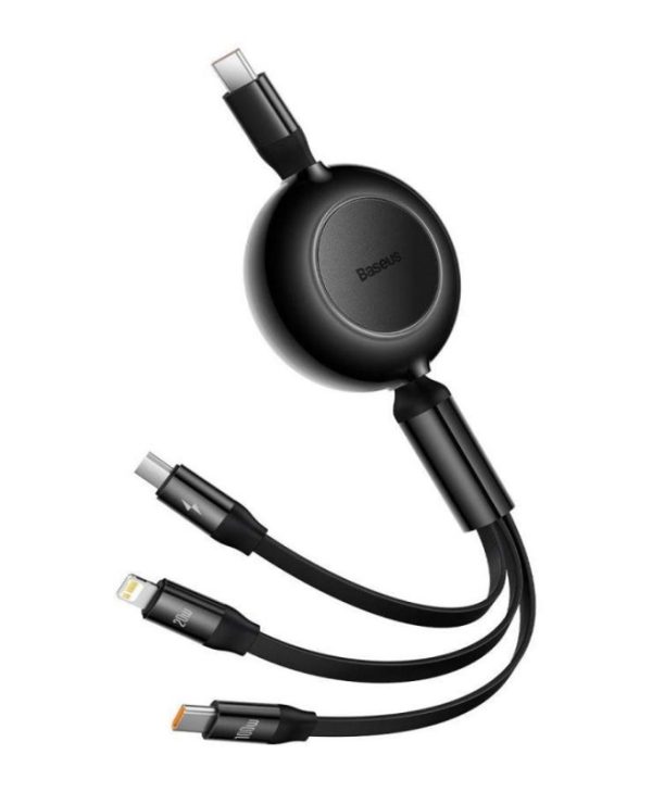 Baseus Bright Mirror USB 3-in-1 Cable USC-C Male to 1xMicro USB, 1x USB-C, 1xLightning 100W 3.5A 1.1m Black CAMJ010201