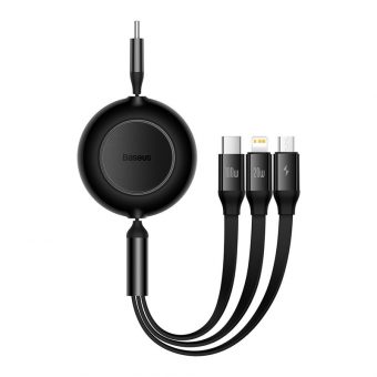 Baseus Bright Mirror USB 3-in-1 Cable USC-C Male to 1xMicro USB, 1x USB-C, 1xLightning 100W 3.5A 1.1m Black CAMJ010201 - Image 2