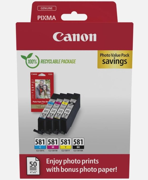 Canon CLI-581 Black/Cyan/Magenta/Yellow Multipack 2106C006