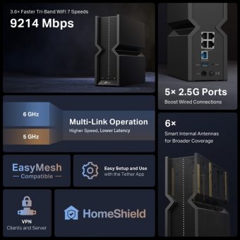 TP-Link Archer BE9300 Tri-Band Wi-Fi 7 Router ARCHER BE550 - Image 5