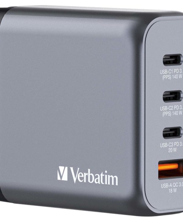 Verbatim GNC-140 GaN Charger Χωρίς Καλώδιο 3xUSB-C, 1xUSB-A PD 140W EU,UK,US Grey 32203