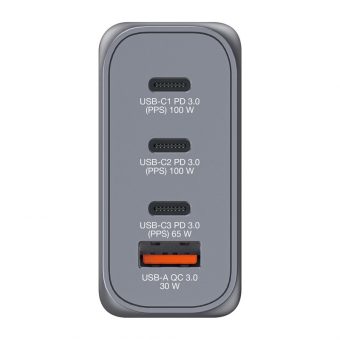 Verbatim GNC-100 GaN Charger Χωρίς Καλώδιο 3xUSB-C, 1xUSB-A PD 100W EU,UK,US Grey 32202 - Image 2