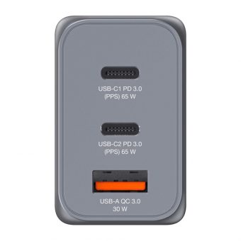 Verbatim GNC-65 GaN Charger Χωρίς Καλώδιο 2xUSB-C, 1xUSB-A PD 65W EU,UK,US Grey 32201 - Image 2