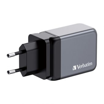 Verbatim GNC-65 GaN Charger Χωρίς Καλώδιο 2xUSB-C, 1xUSB-A PD 65W EU,UK,US Grey 32201 - Image 3