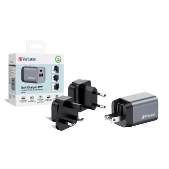 Verbatim GNC-355 GaN Charger Χωρίς Καλώδιο 1xUSB-C, 1xUSB-A PD 35W EU,UK,US Grey 32200 - Image 3