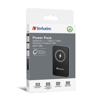 Verbatim MCP-5BK Charge 'n' Go Magnetic Wireless Power Bank 5000 Black 32240 - Image 5