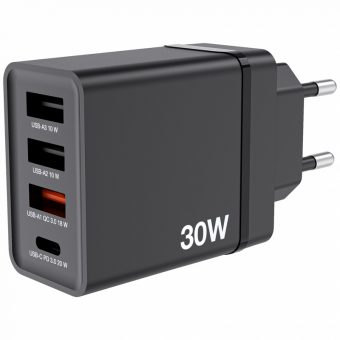Verbatim CHR-30EU1 USB Charger 1xUSB-C PD 20W, 1xUSB-A QC 3.0, 2xUSB-A 10W Black 49700