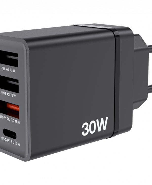 Verbatim CHR-30EU1 USB Charger 1xUSB-C PD 20W, 1xUSB-A QC 3.0, 2xUSB-A 10W Black 49700