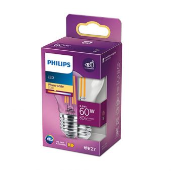 Philips E27 LED Warm White Filament Ball Bulb 6.5W LPH02374