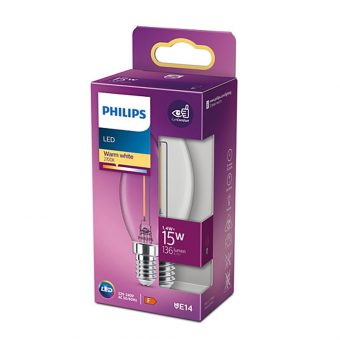 Philips E14 LED Warm White Filament Candle Bulb 1.4W LPH02423