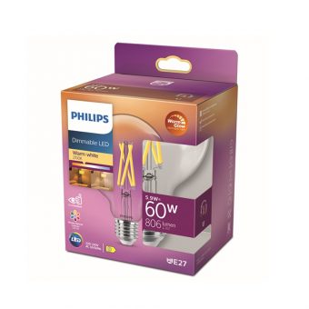 Philips E27 LED WarmGlow Filament Globe G95 Bulb 5.9W LPH02541
