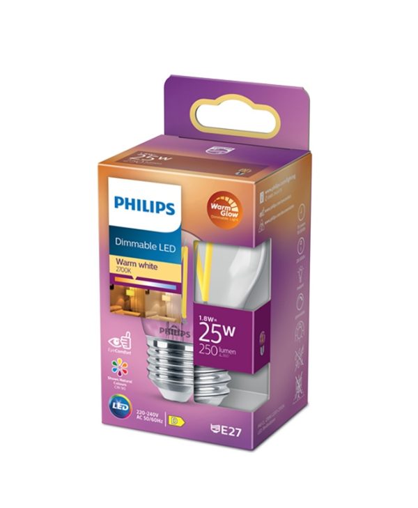 Philips E27 LED WarmGlow Filament Ball Bulb 1.8W LPH02543