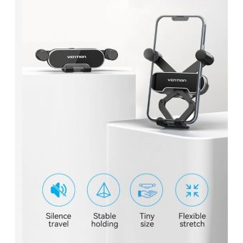 Vention Auto-Clamping Car Phone Mount With Duckbill Clip Crossbar Type Grey KCEH0 - Image 2