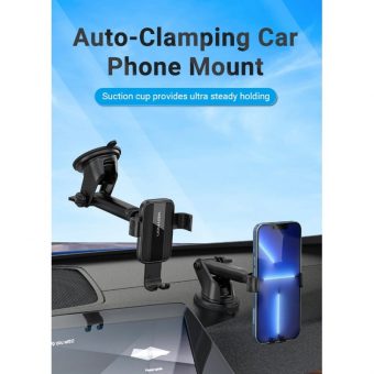 Vention Auto-Clamping Car Phone Mount with Suction Cup Square Type Black KCOB0 - Image 2