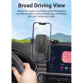 Vention Auto-Clamping Car Phone Mount with Suction Cup Square Type Black KCOB0 - Image 3