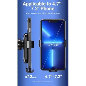 Vention Auto-Clamping Car Phone Mount with Suction Cup Square Type Black KCOB0 - Image 12