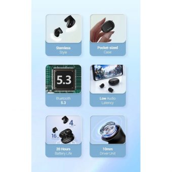 Vention Tiny T12 True Wireless Bluetooth Earbuds Black NBLB0 - Image 3